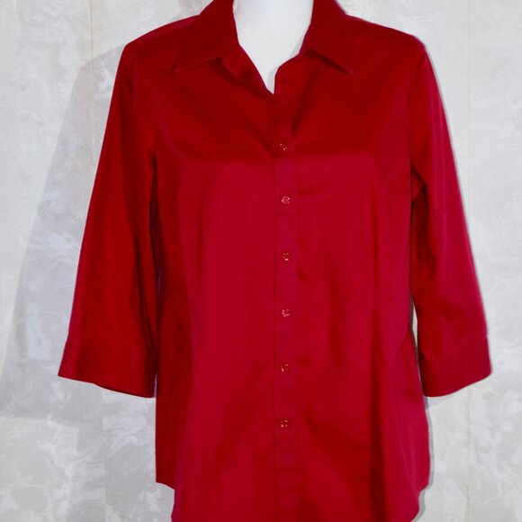Coldwater Creek Red No-Iron Button-up Blouse | XL - Picture 1 of 5